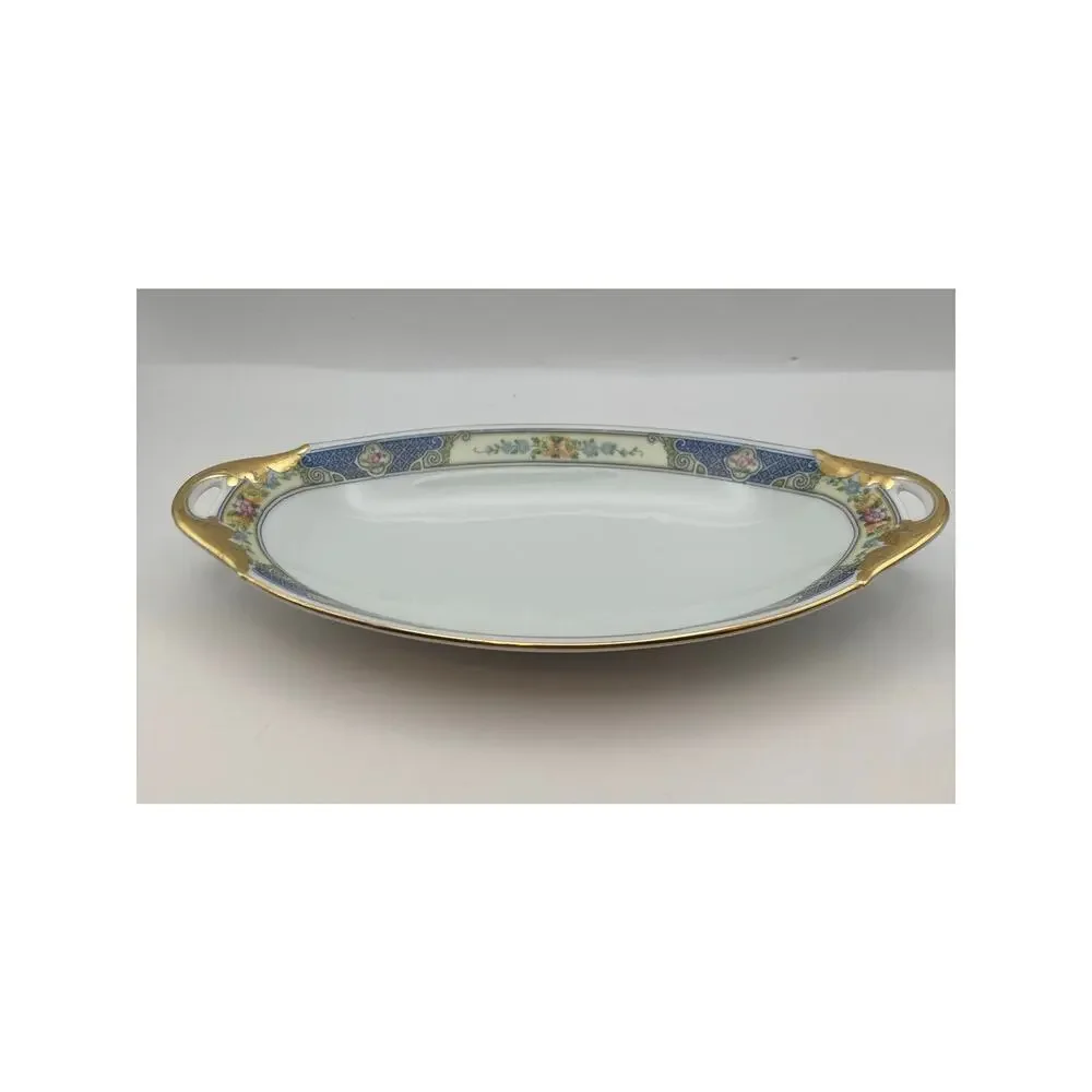 VTG Bohemia Ceramic Works Cecil Pattern Small Oval Au Gratin Dish Czechoslovakia
